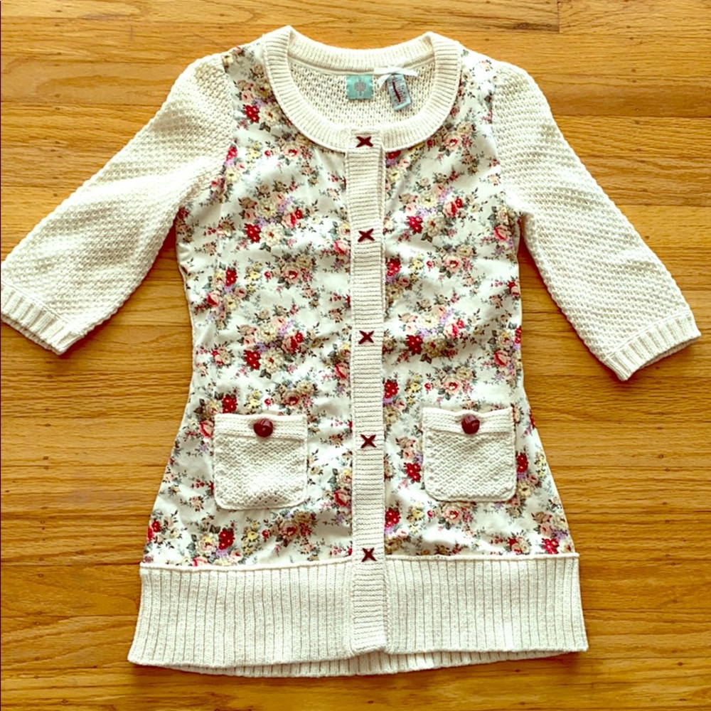 Anthropologie HWR floral print cardigan sweater